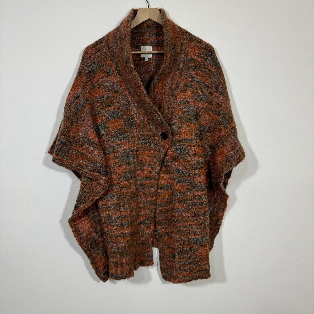 Leith Women's Wool Mohair Oversized One button Poncho Cardigan Sweater Sz S